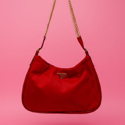 Prada Red Tessuto Nylon Shoulder Bag