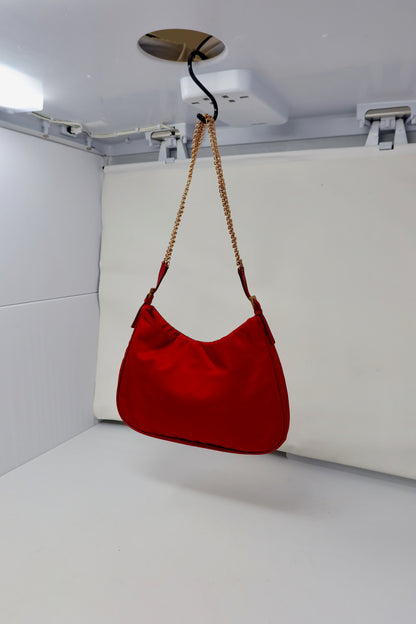 Prada Red Tessuto Nylon Shoulder Bag