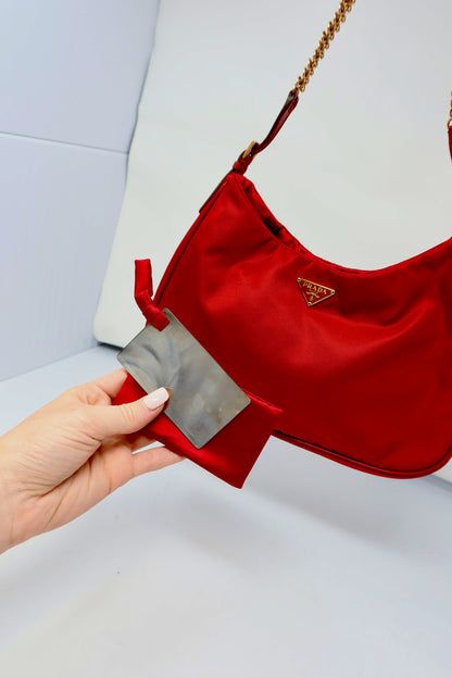 Prada Red Tessuto Nylon Shoulder Bag