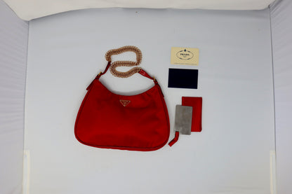 Prada Red Tessuto Nylon Shoulder Bag