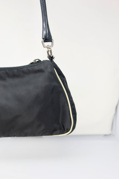 Prada Tessuto Rose Appliqué Shoulder Bag