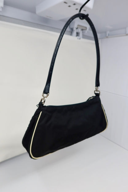 Prada Tessuto Rose Appliqué Shoulder Bag