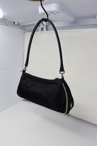 Prada Tessuto Rose Appliqué Shoulder Bag