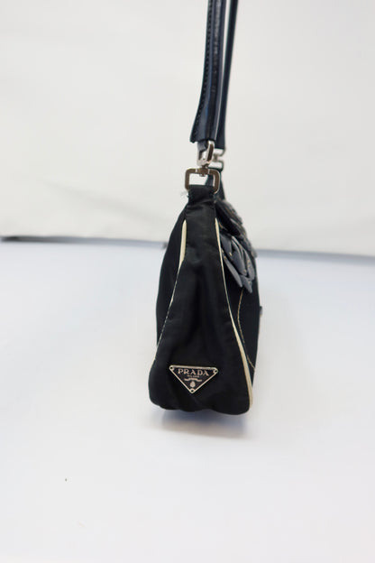 Prada Tessuto Rose Appliqué Shoulder Bag
