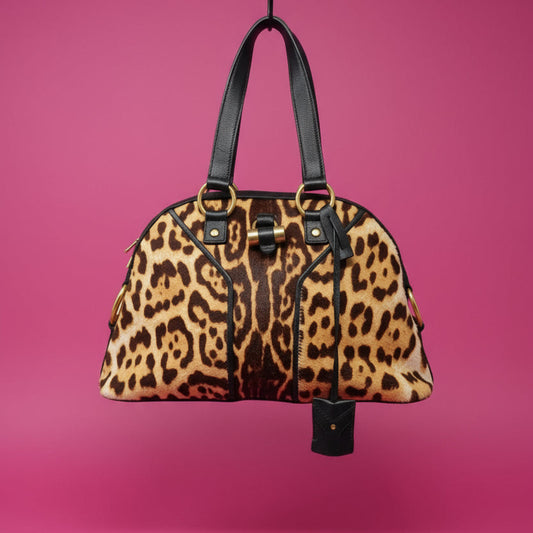 YSL Muse Leopard Print Ponyhair Handbag