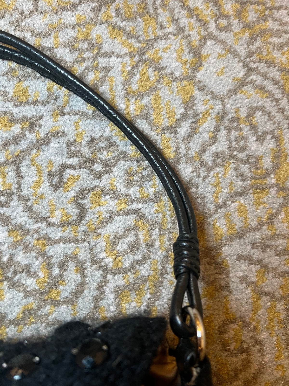 Valentino Vintage Black Crochet Sequin Embellished Shoulder Bag
