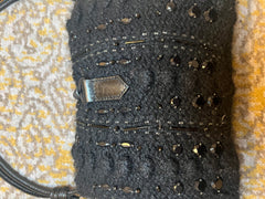 Valentino Vintage Black Crochet Sequin Embellished Shoulder Bag