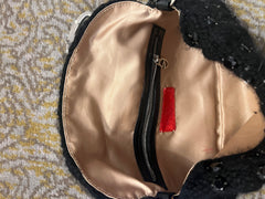 Valentino Vintage Black Crochet Sequin Embellished Shoulder Bag