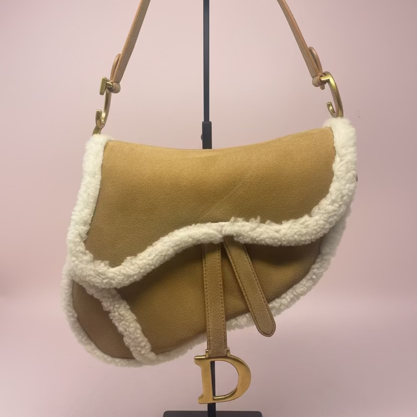 Christian Dior Shearling Saddle Bag