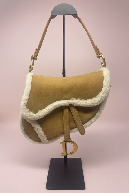 Christian Dior Shearling Saddle Bag
