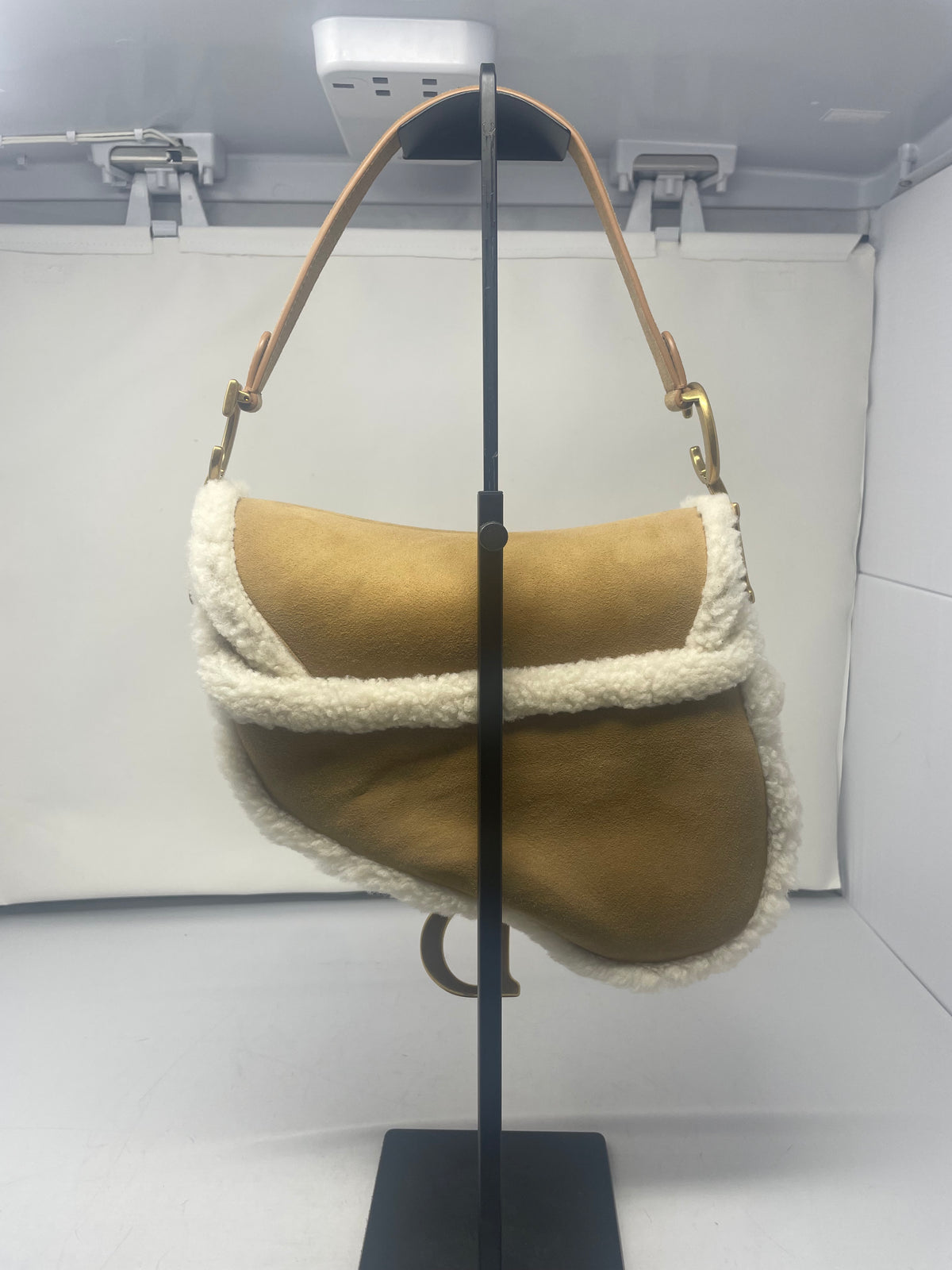Christian Dior Shearling Saddle Bag