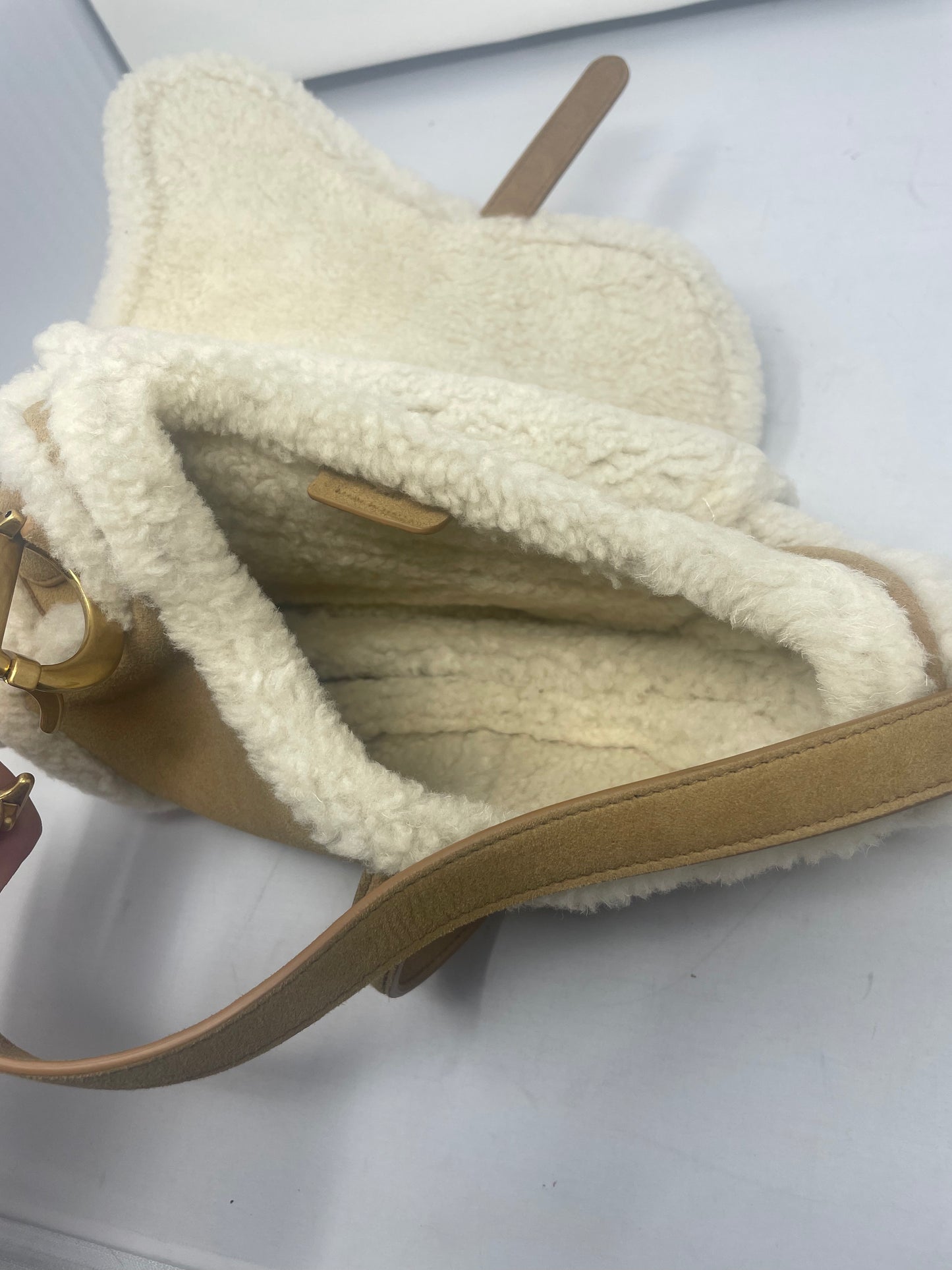 Christian Dior Shearling Saddle Bag