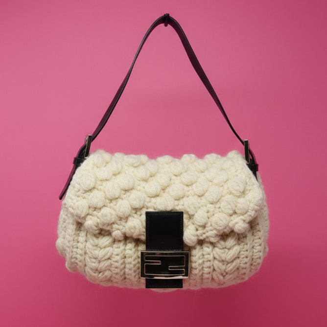 Fendi White Knit Baguette (comes with original duster)