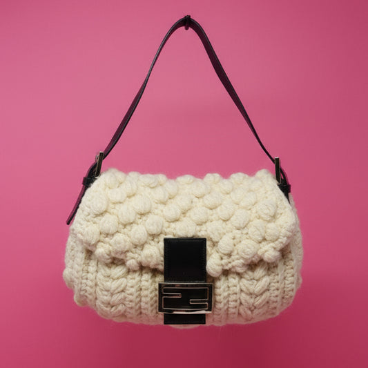 Fendi White Knit Baguette (comes with original duster)
