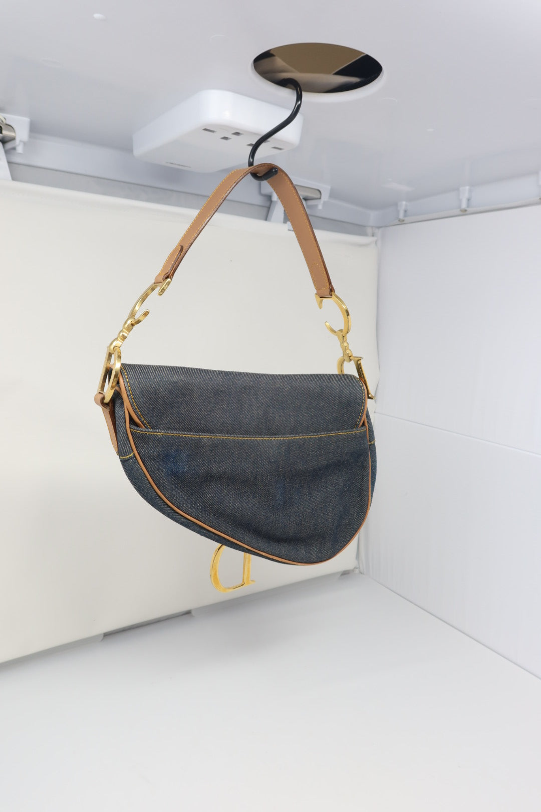 Dior Saddle Denim Shoulder Bag with Gold Hardware
