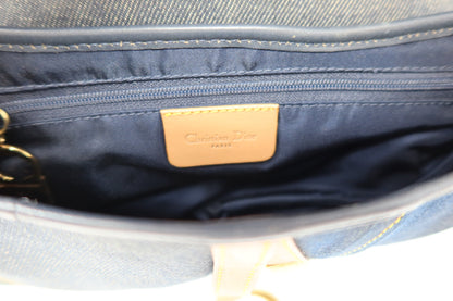 Dior Saddle Denim Shoulder Bag with Gold Hardware