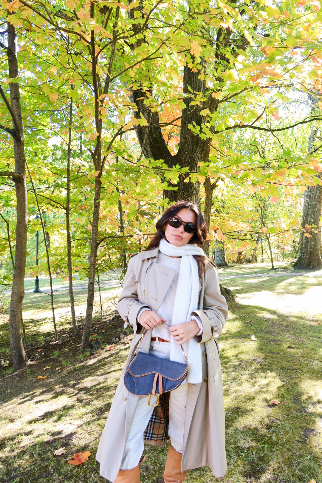 Dior Saddle Denim Shoulder Bag with Gold Hardware