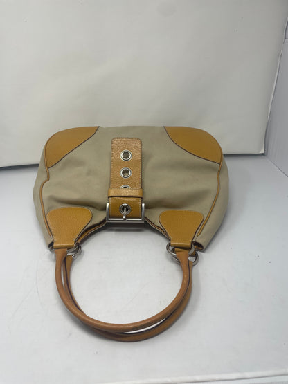 Prada Canapa Orange Cinghiale-Trimmed Buckle Moon Hobo Bag