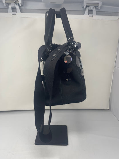 Prada Sequin Fringe Black Canvas Two Way Bag