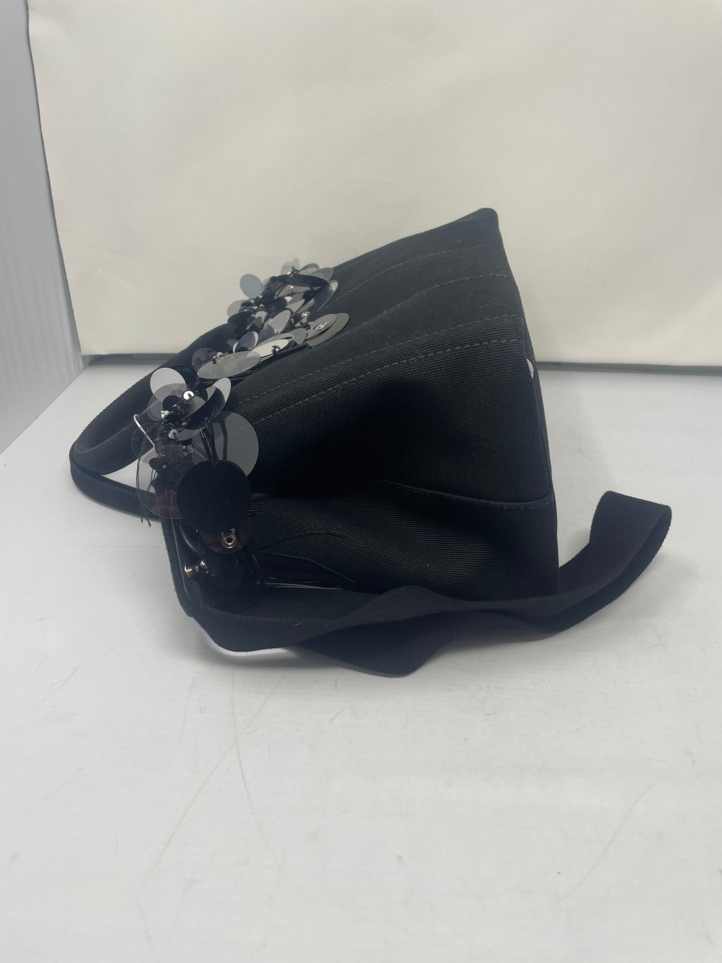 Prada Sequin Fringe Black Canvas Two Way Bag