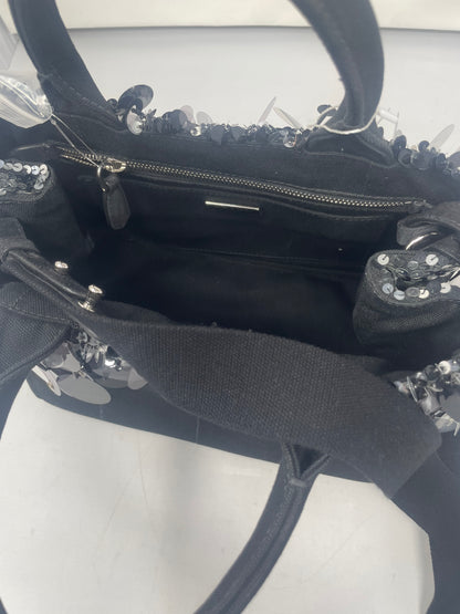 Prada Sequin Fringe Black Canvas Two Way Bag