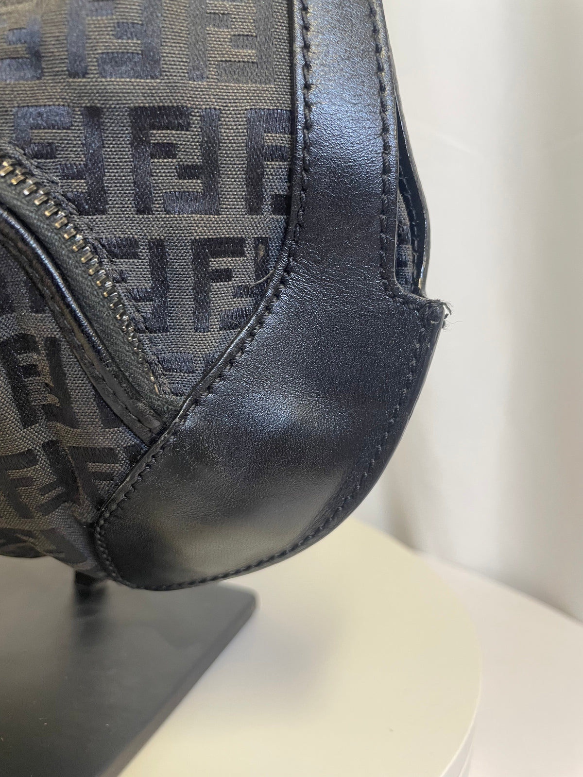 Fendi Zucca Cuoio Chef Pocket Shoulder Bag Black