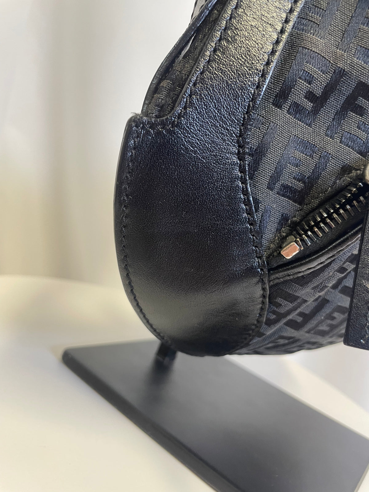 Fendi Zucca Cuoio Chef Pocket Shoulder Bag Black