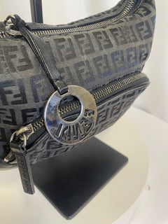 Fendi Zucca Cuoio Chef Pocket Shoulder Bag Black