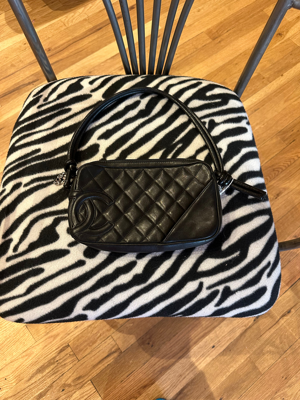 Chanel Cambon Ligne Black Quilted Lambskin Pochette Shoulder Bag