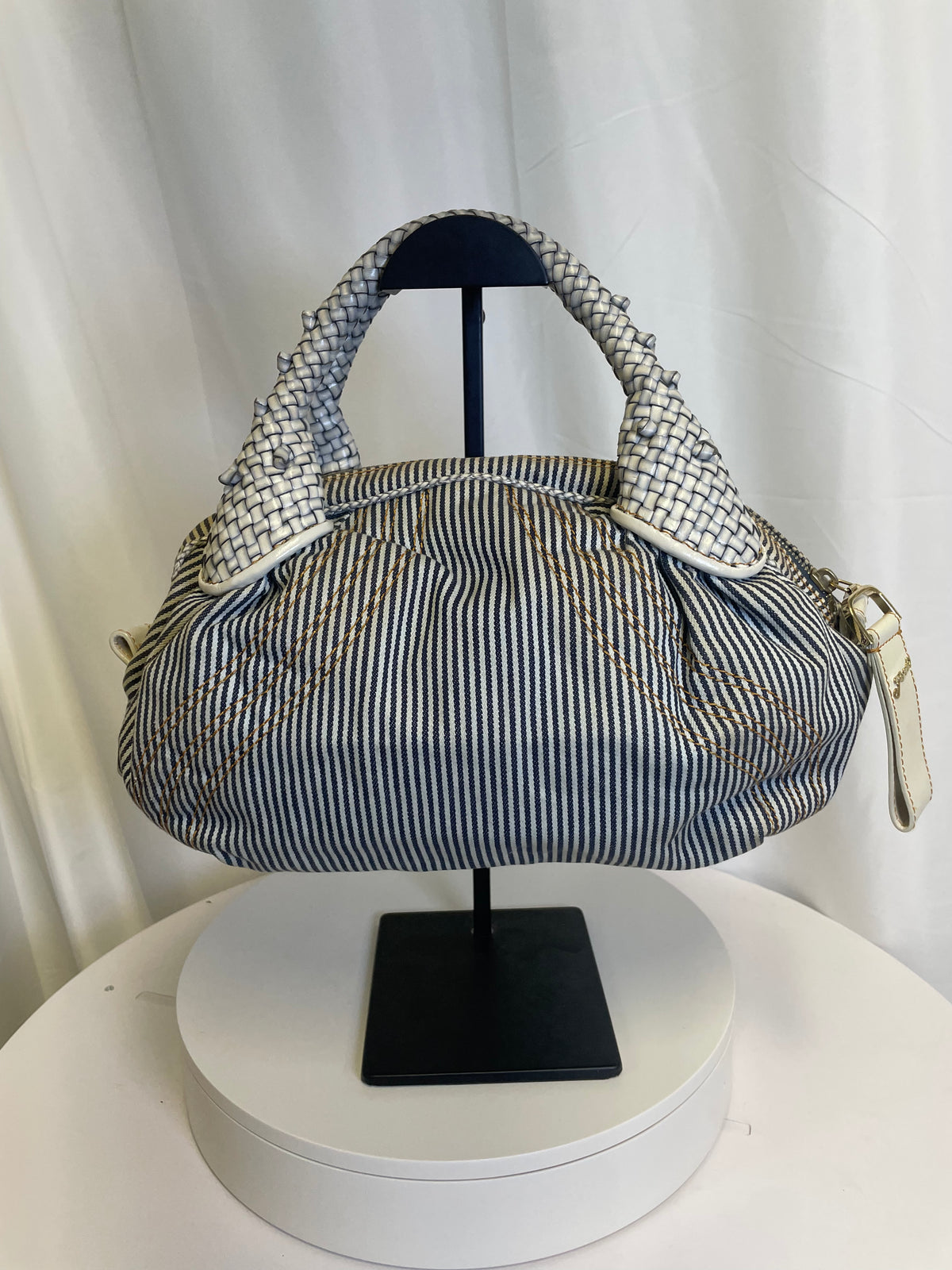 Fendi Denim Striped Mini Spy Bag