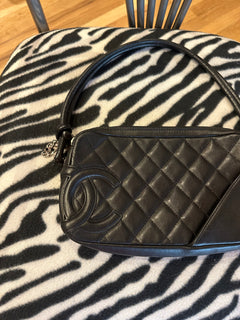 Chanel Cambon Ligne Black Quilted Lambskin Pochette Shoulder Bag