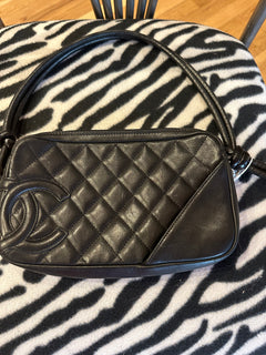 Chanel Cambon Ligne Black Quilted Lambskin Pochette Shoulder Bag