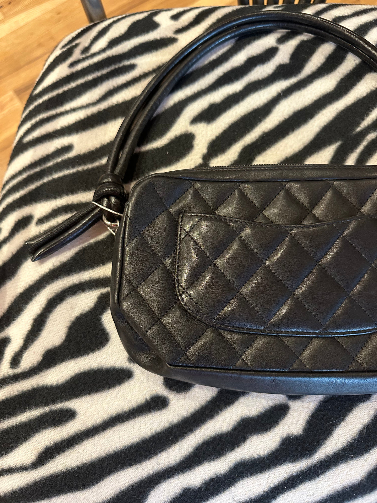 Chanel Cambon Ligne Black Quilted Lambskin Pochette Shoulder Bag