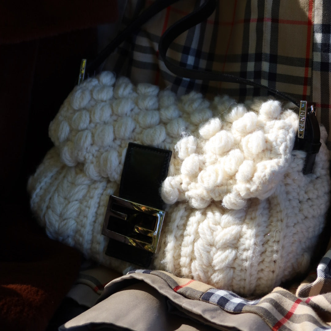 Fendi White Knit Baguette (comes with original duster)