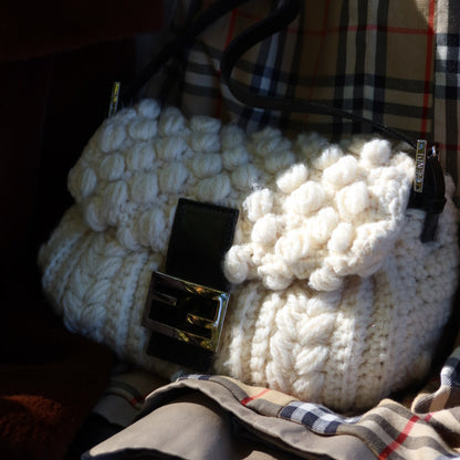 Fendi White Knit Baguette (comes with original duster)