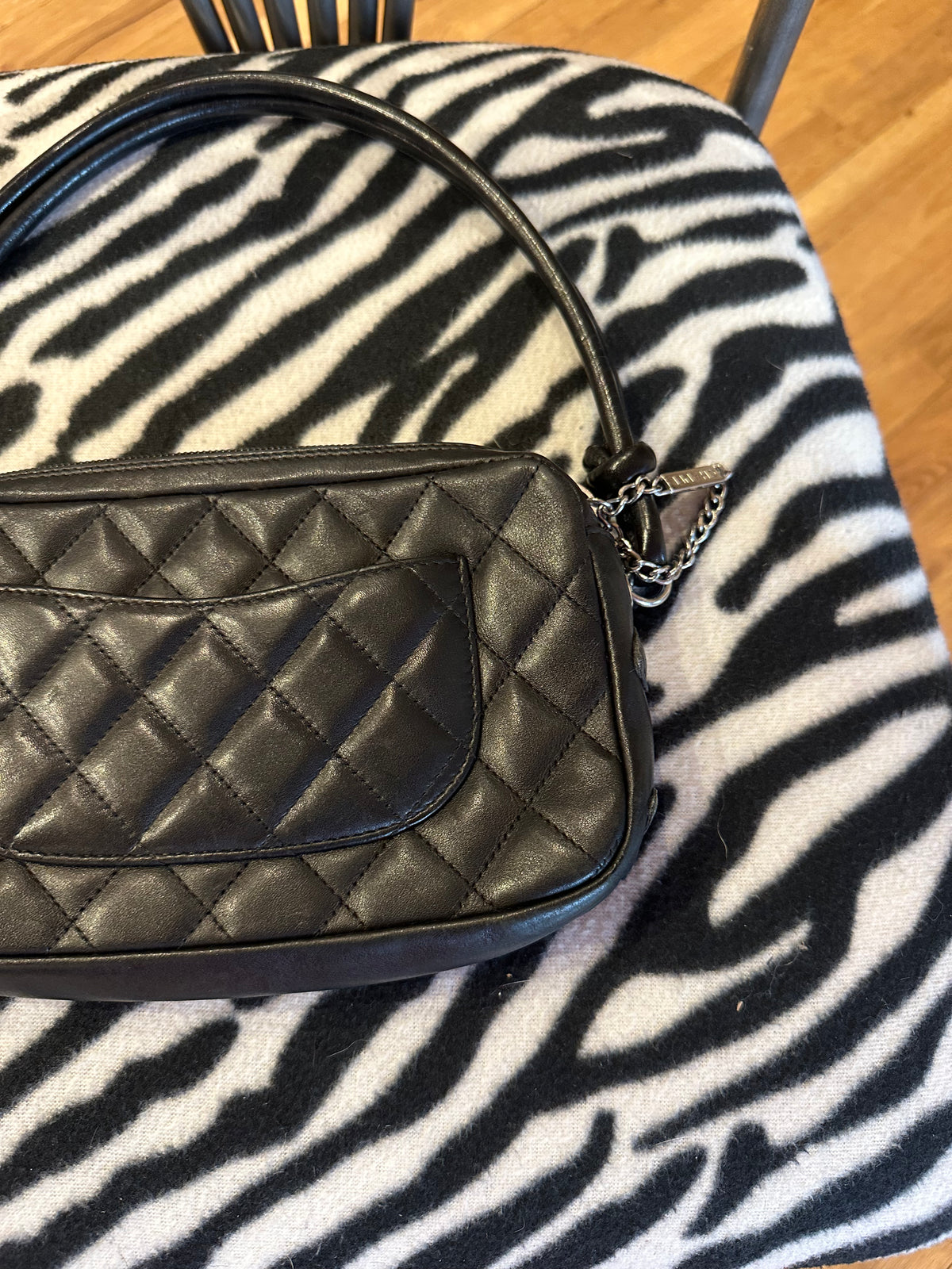 Chanel Cambon Ligne Black Quilted Lambskin Pochette Shoulder Bag