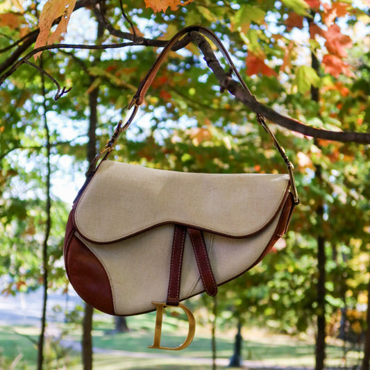 Dior Saddle Leather Trimmed Canvas