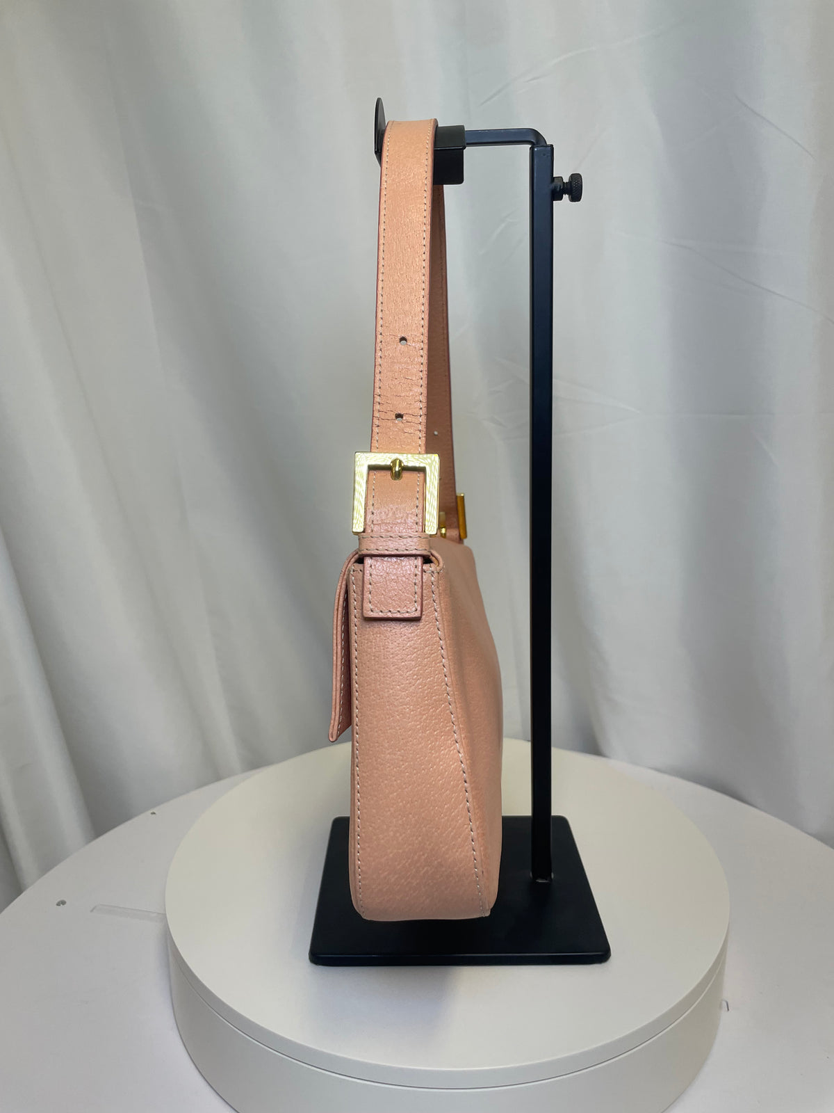 Fendi Baguette Light Pink Textured Leather