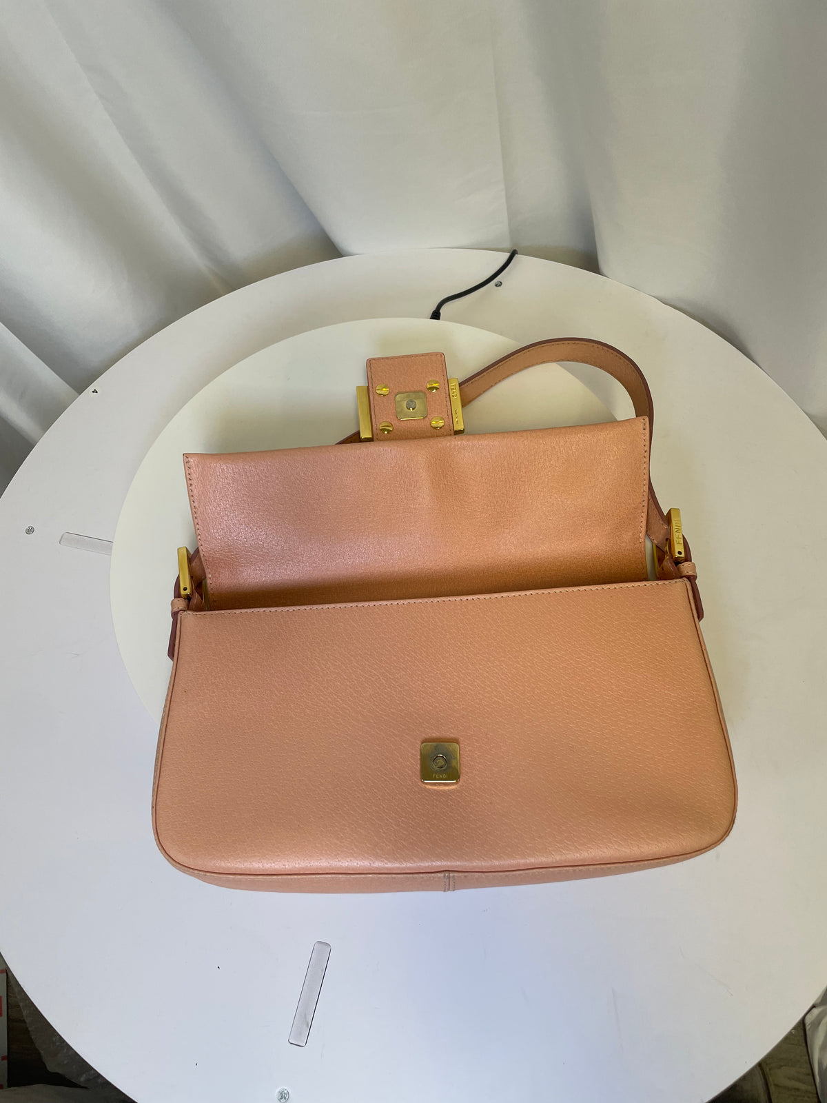 Fendi Baguette Light Pink Textured Leather