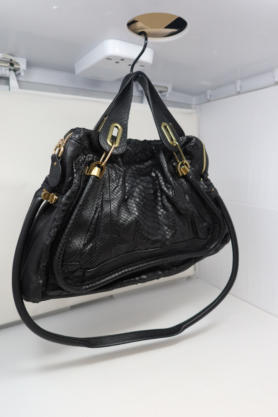 Chloe Large Paraty Black Lizard Leather Shoulder Bag (comes with original duster)