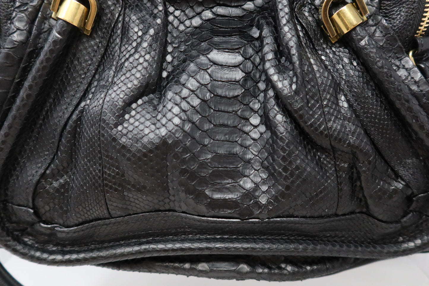 Chloe Large Paraty Black Lizard Leather Shoulder Bag (comes with original duster)