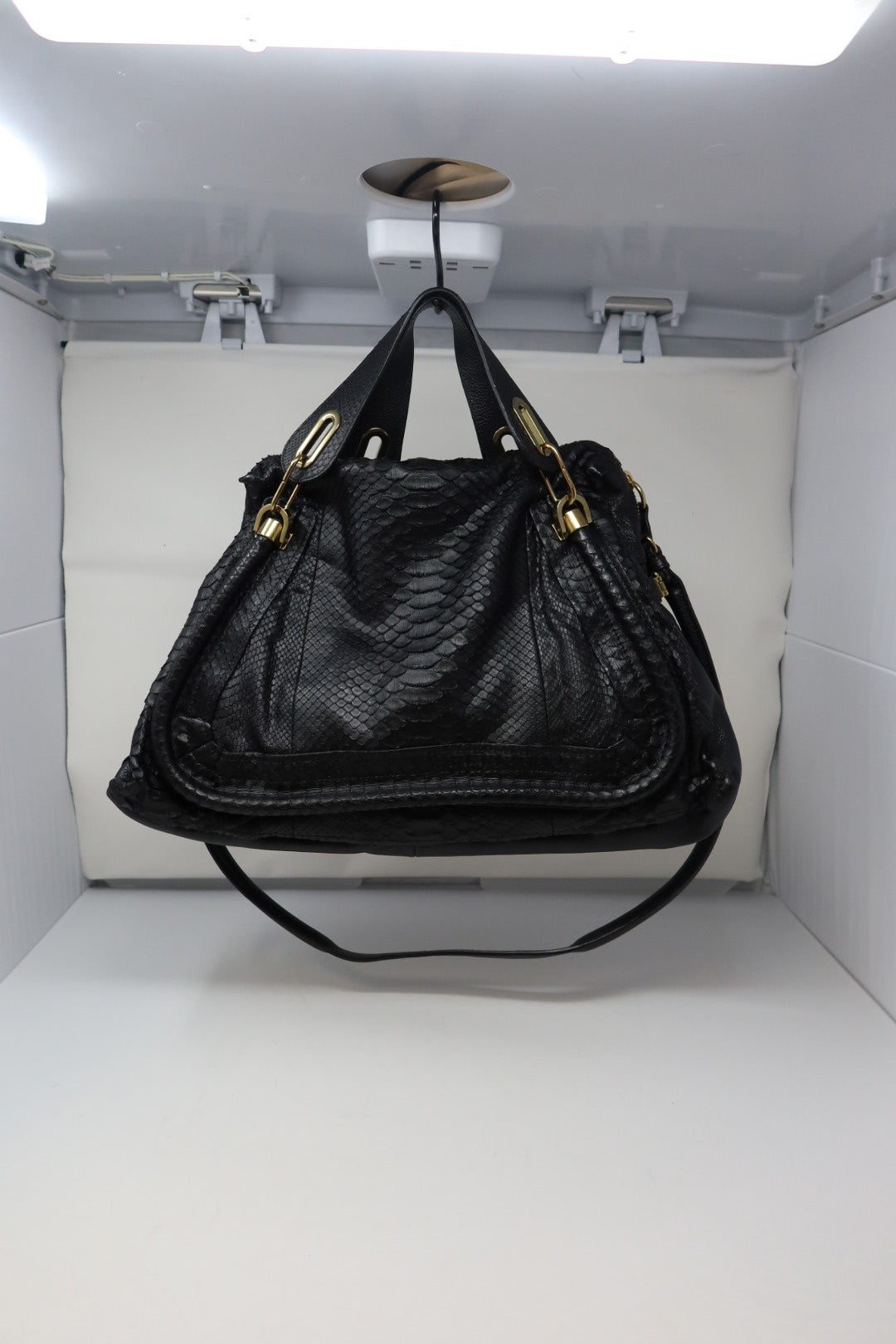 Chloe Large Paraty Black Lizard Leather Shoulder Bag (comes with original duster)