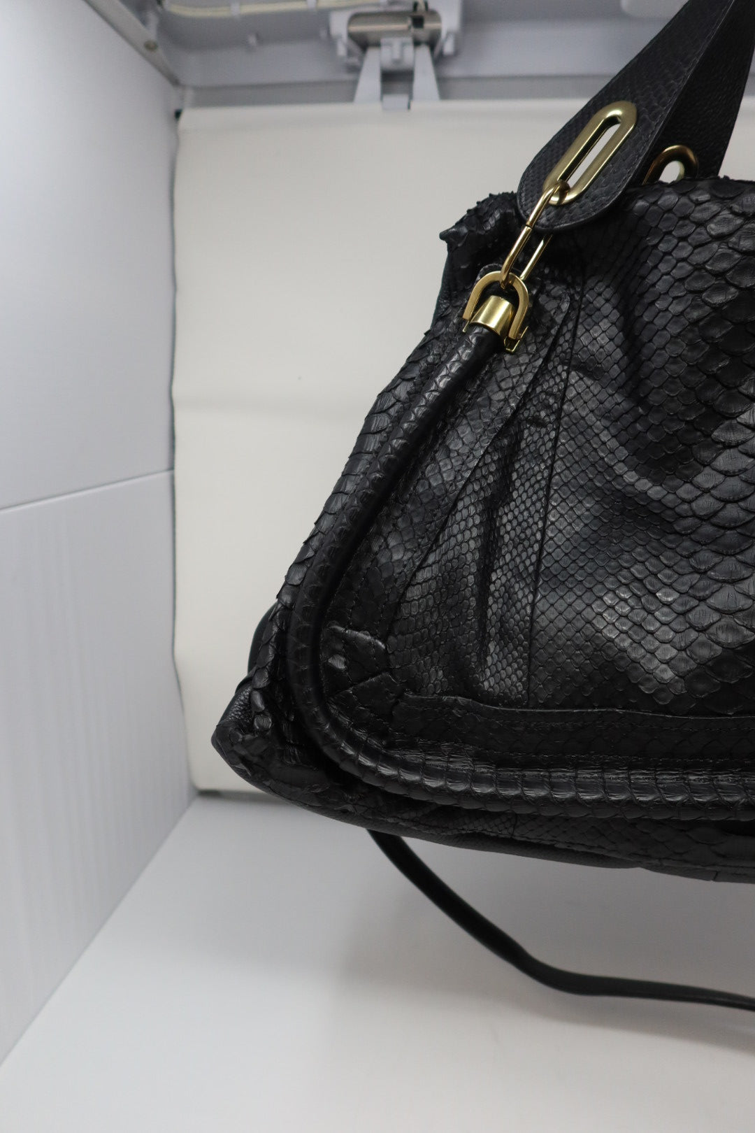 Chloe Large Paraty Black Lizard Leather Shoulder Bag (comes with original duster)