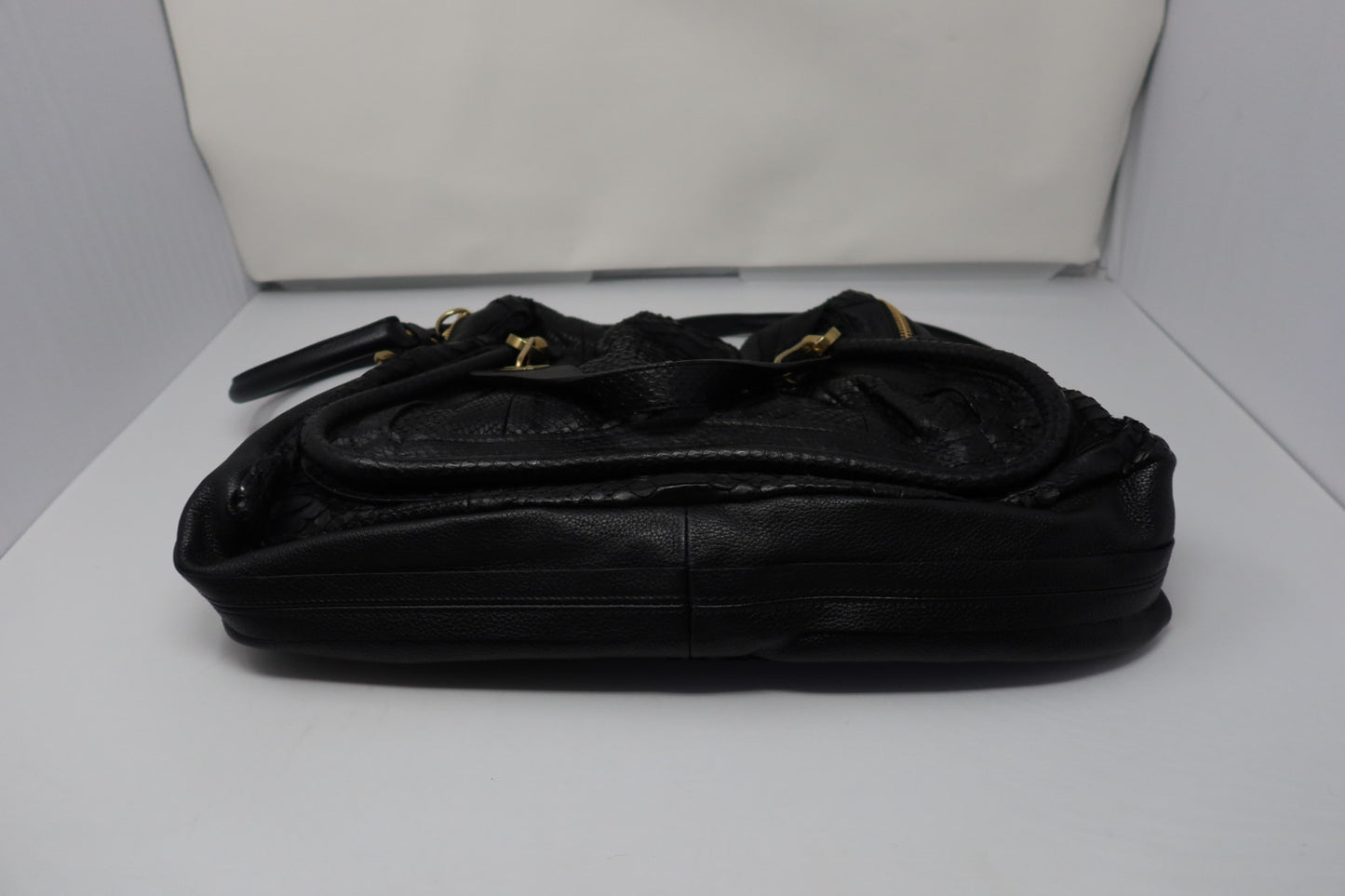 Chloe Large Paraty Black Lizard Leather Shoulder Bag (comes with original duster)