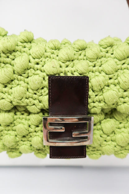 Fendi Lime Green Knit Baguette