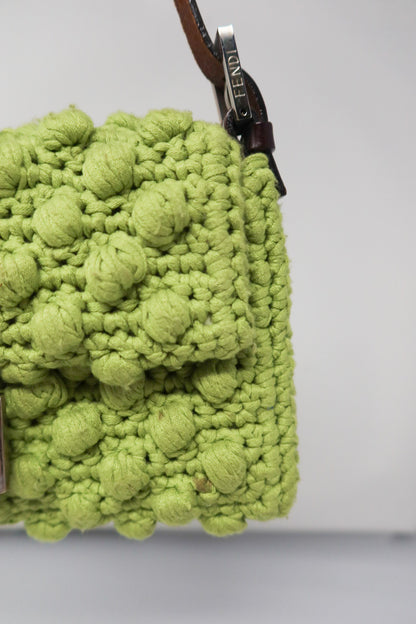 Fendi Lime Green Knit Baguette