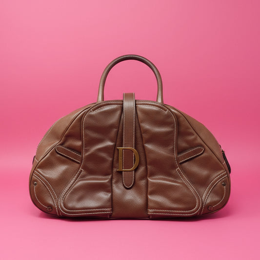 Dior Double Saddle Bowler Brown Leather Bag