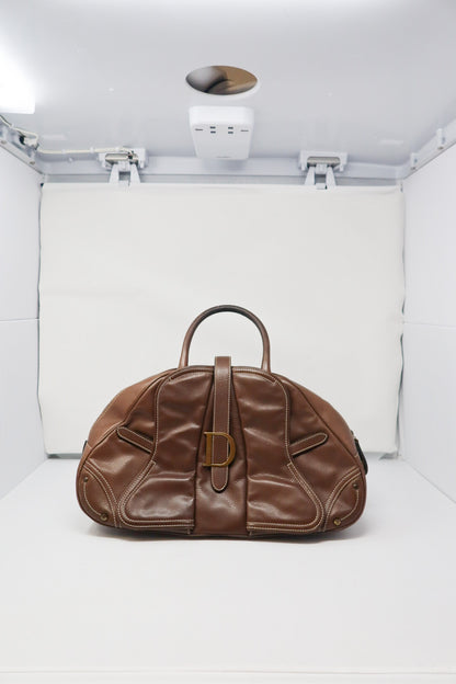 Dior Double Saddle Bowler Brown Leather Bag