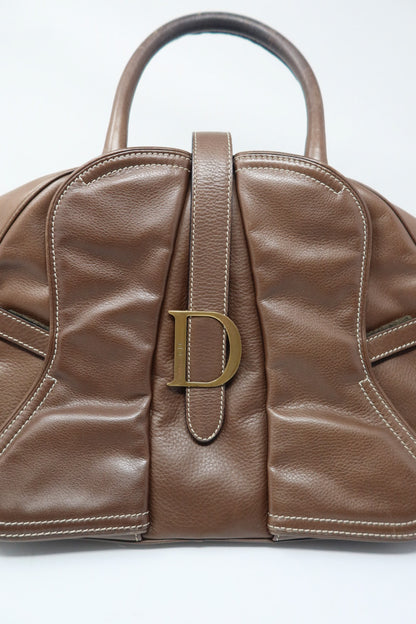 Dior Double Saddle Bowler Brown Leather Bag