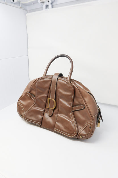 Dior Double Saddle Bowler Brown Leather Bag